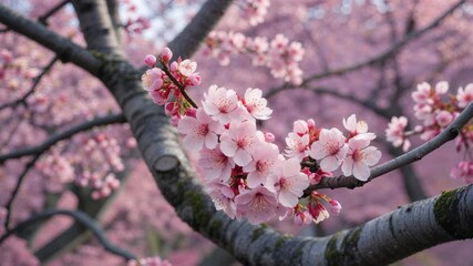 4K Time Lapse of a Blooming Tree Branch with Pink Cherry Blossom Flowers in Spring