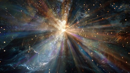 Wall Mural - Cosmic Explosion Colorful Galaxy Burst