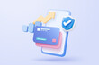 © Issara - 3D credit card money financial security for online shopping, online payment credit card with payment protection concept. 3d vector render for business finance, shopping with mobile security concept