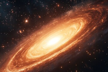 Wall Mural - Orange Spiral Galaxy in Dark Space