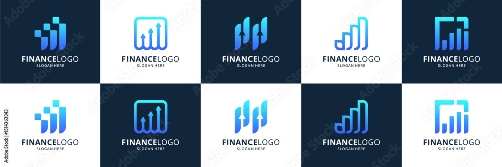 Set of accounting financial logos. Abstract diagram chart usable for ...