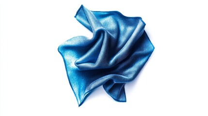 Wall Mural - A stunning blue fabric drapes elegantly, capturing light in its folds. A perfect representation of softness and texture. Ideal for creative design explorations. Generative AI