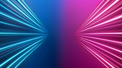 Wall Mural - the image contains a vibrant abstract design featuring bright blue and pink neon lines radiating out