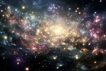 Wall Mural - Vibrant Spiral Galaxy with Glowing Stars and Cosmic Dust