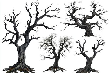  Four stark, detailed images of dead trees.