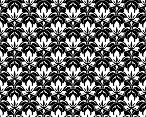 Leinwandbilder - Flower geometric pattern. Seamless vector background. White and black ornament. Ornament for fabric, wallpaper, packaging. Decorative print.
