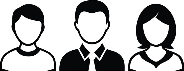 Simple black user profile avatar designs suitable for website and application use