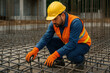 © Firuza - Construction worker welding on steel grid.
