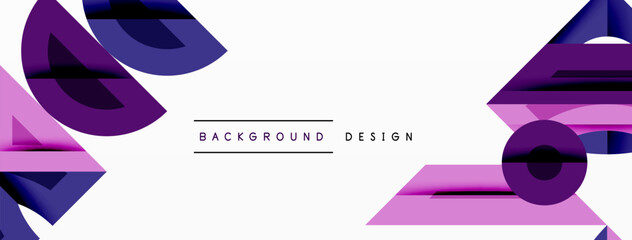 Aufkleber - Abstract geometric shapes, pinks, purples dominate white space. Modern design elements create dynamic visual composition.