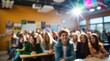 © muhammad azka - A blurry shot of a classroom filled with smiling teens during a presentation; light shines
