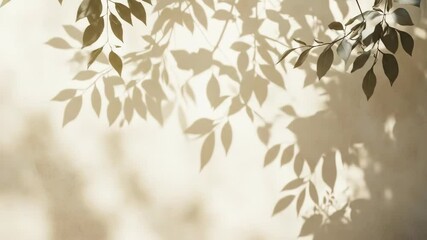 Light and shadow on wall from leaves on tree branches outdoor
