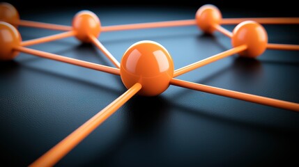 network connections with orange spheres and lines 3d illustration of connected orange spheres repres