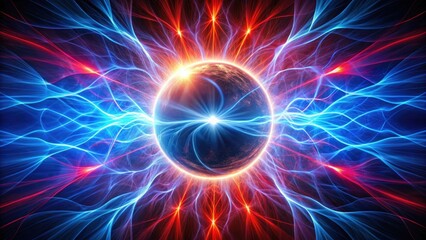 Wall Mural - A Celestial Body Surrounded by Vibrant Energy Flows and Glowing Plasma Streams