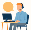 © Mariposa1818 - Faceless Flat Style Customer Support with Headset Illustration Graphic