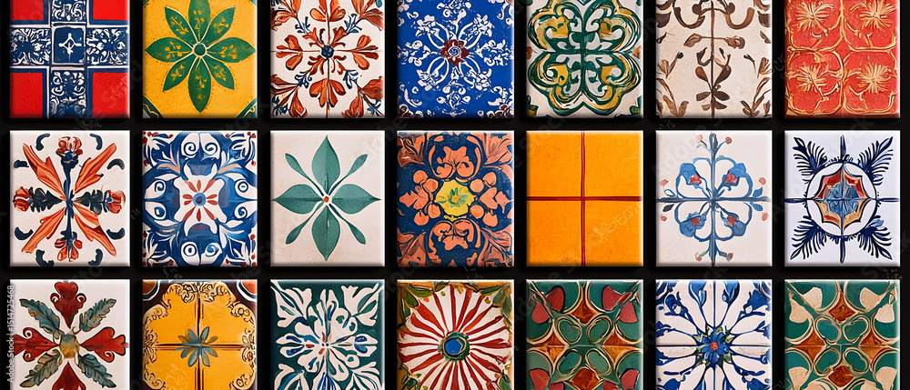 Colorful Traditional Decorative Tiles Pattern Stock Illustration ...
