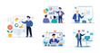 © MarufIslam - People make a presentation of the project by showing charts and statistics. Brainstorming. Flat vector illustration of business presentation concept.