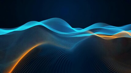 Wall Mural - Abstract Blue and Orange Waves with Glowing Lines in Motion