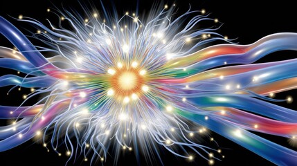 Wall Mural - fiber optics technology, data transmission, abstract network connection. high-speed internet concept