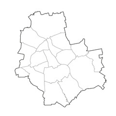  Warsaw map with city districts