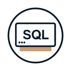 sql code icon on screen with terminal interface