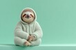 © Ghulam - A sloth in a relaxed-fit tracksuit on solid mint, slow motion sports, ironic fitness, stock photo