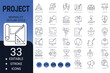 © Vectorsection - Project editable line icons for startup, management, and business. simple website symbols. outline icon collection. vector illustration.
