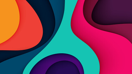 Wall Mural - colorful 3d papercut abstract background with layered shapes