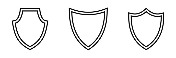 Set of shield outlines for protection and security
