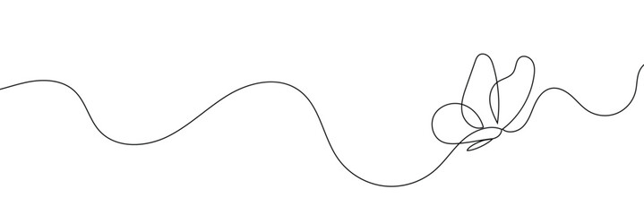 Wall Mural - butterfly in one continuous line drawing. beautiful flying moth for wellbeing beauty or spa salon lo