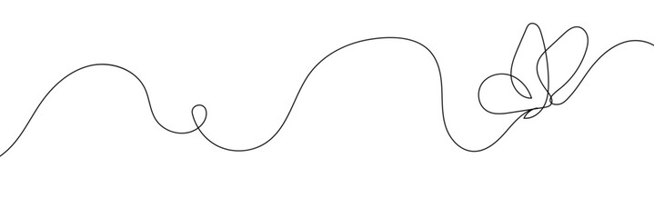 Wall Mural - butterfly in one continuous line drawing. beautiful flying moth for wellbeing beauty or spa salon lo