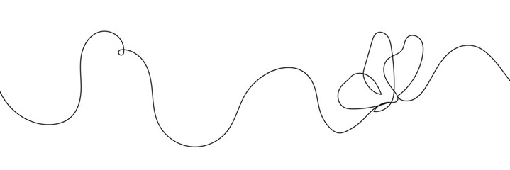 Wall Mural - butterfly in one continuous line drawing. beautiful flying moth for wellbeing beauty or spa salon lo
