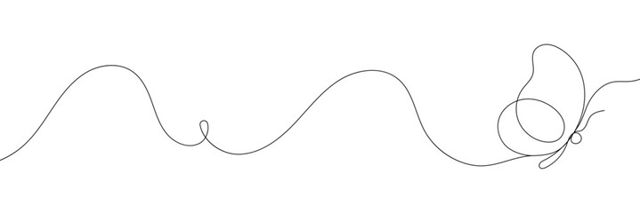 Wall Mural - butterfly in one continuous line drawing. beautiful flying moth for wellbeing beauty or spa salon lo