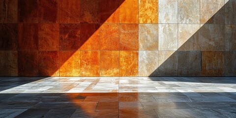 Leinwandbilder - An abstract visual with minimalist geometric patterns that utilize a limited color palette and simple forms, concentrating on the interplay of light and shadow to create