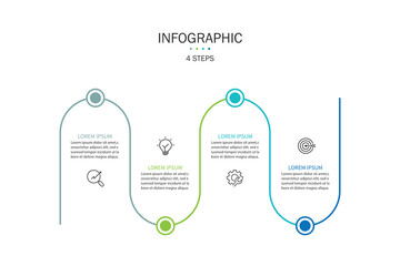 Fototapete - Infographic line curve with 4 option. Business Presentation, Vector Illustration.