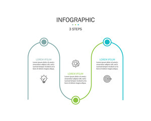 Fototapete - Infographic line curve with 3 option. Business Presentation, Vector Illustration.