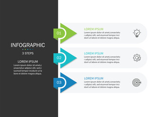 Fototapete - Vertical infographic timeline 3 steps template. Timeline, Business presentation. Vector illustration.