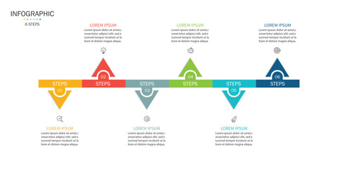 Fototapete - Business infographic 6 important events to success. Annual report, Business presentation template. Vector illustration.