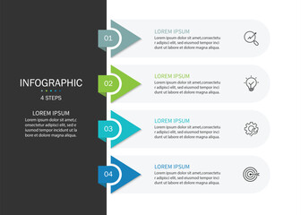 Fototapete - Vertical infographic timeline 4 steps template. Timeline, Business presentation. Vector illustration.