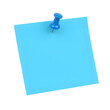 © Pambudi - Blue blank sticky post it note with blue pushpin, isolated on white or transparent background. PNG