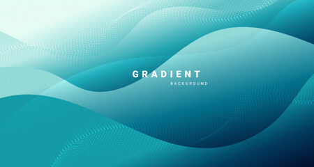 Fototapete - Abstract blue gradient background with soft flowing curves and halftone dots.