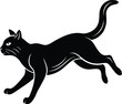 © MediaNest Lab  - Stylized Silhouette of Black Cat in Dynamic Leaping Jump Pose
