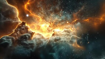 Wall Mural - stunning cosmic display of gas clouds and stellar formations in vibrant colors, beautiful cosmic vid