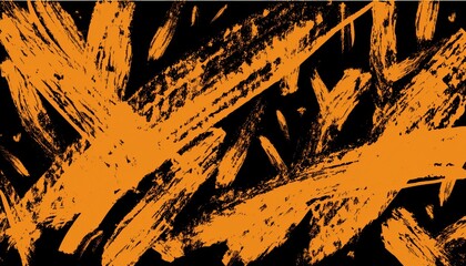 Leinwandbilder - bold orange dry brush strokes on black background with dynamic grunge texture, perfect for poster design, music album cover, streetwear branding, or abstract digital art project

