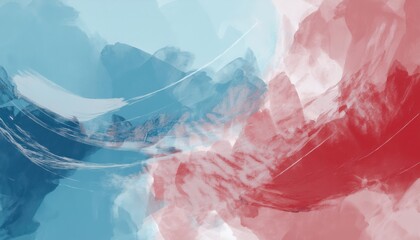 Poster -  vibrant abstract usa inspired red white and blue digital painting for web design, print, or branding with dynamic brush textures and patriotic color composition