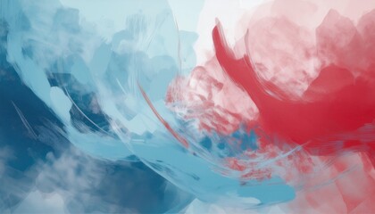 Fototapete -  vibrant abstract usa inspired red white and blue digital painting for web design, print, or branding with dynamic brush textures and patriotic color composition