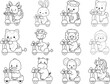 © Dian - Outline of Cute wild animal vector icon. Lineart of Fluffy pet stickers.