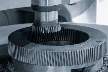 Poster - CNC modern milling machine produces a metal detail industrial concept background