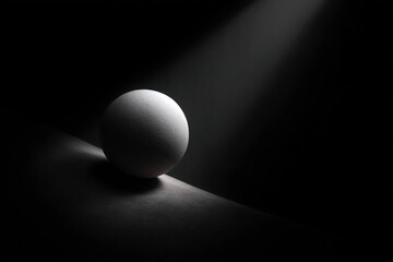 Fototapete - Dramatic Spotlight on a Sphere: A stark contrast of light and shadow emphasizes the texture and form of a simple spherical object.