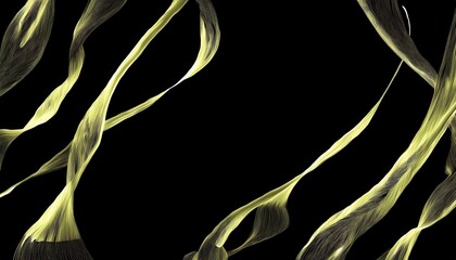 Poster - fluid golden ribbons with fine linear texture on black background for abstract design, digital art, branding, print, and luxury web interface

