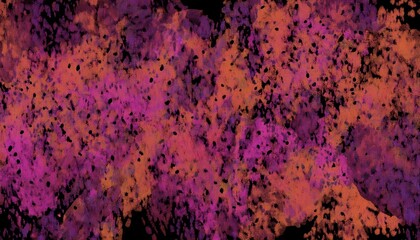 Poster - vibrant pink cosmos flowers on abstract black canvas with orange purple splatter texture for digital art, print, web background, textile pattern, or modern branding design

